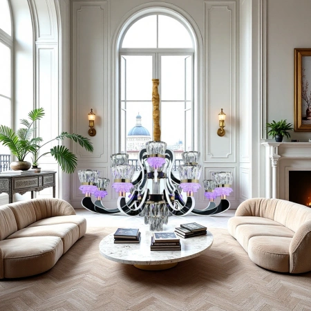 Purple light crystal chandelier, modern and simple living room and bedroom ceiling lamp, Nordic style Purple light crystal chandelier, modern and simple living room and bedroom ceiling lamp, Nordic style